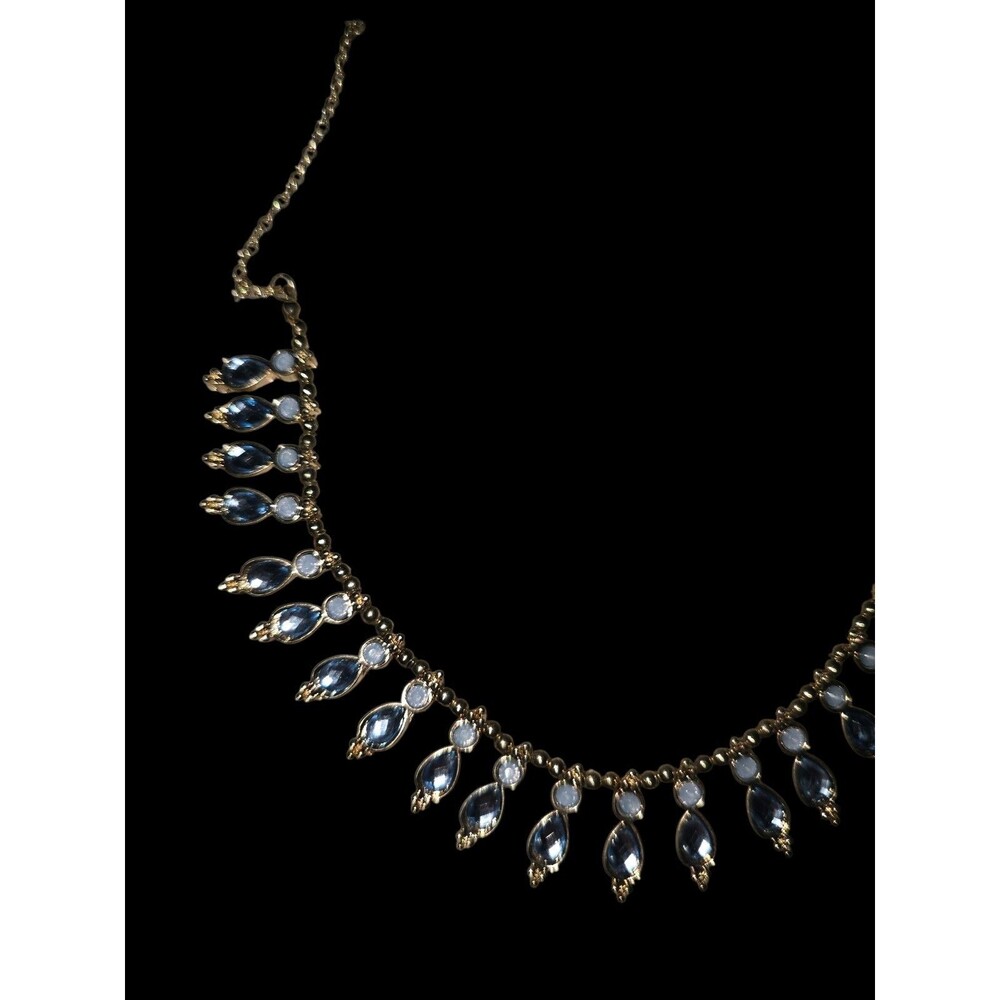 Massini Gold Tone and Blue Teardrop Beaded Necklace - Picture 3 of 4